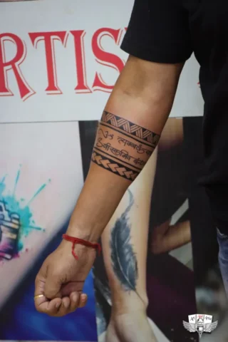 band tattoo with mantra band tattoo with mantra at raipur tattoo shop
