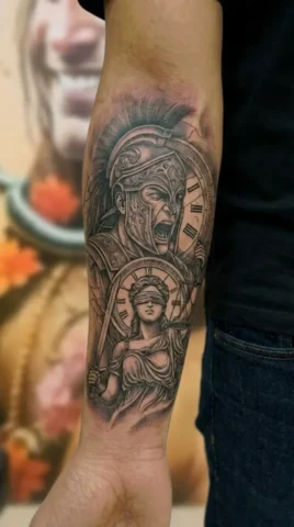 potrait of warrier and lady of justice at raipur parlour