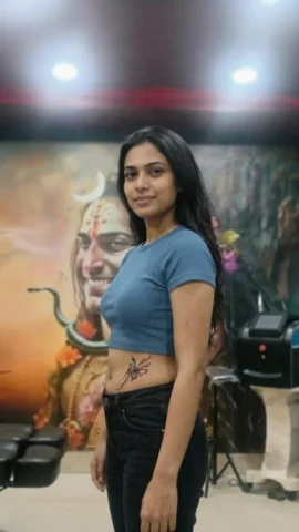 Minimal butterfly waist tattoo for women done at Art and Artist Tattoo Shop with fine line detailing